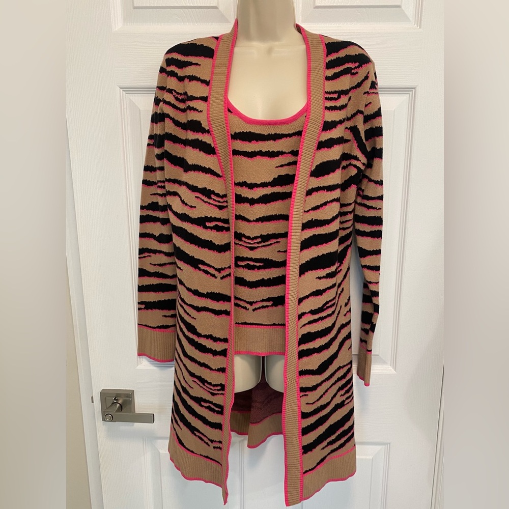 Venus Tiger Print Duster Set Pink Tan